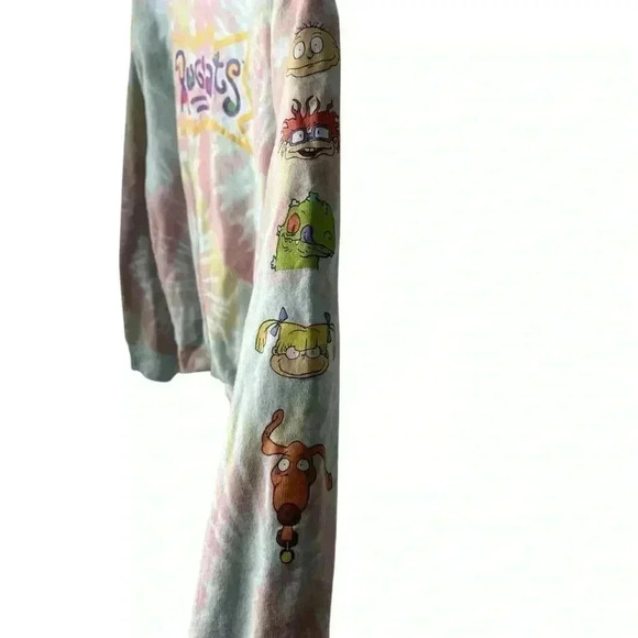 Rugrats Tie Dye Print Yellow Pink Sweatshirt Character Sleeve | Size Medium - Picture 5 of 7
